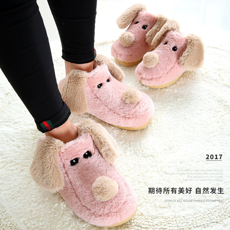 Зимние теплые хлопковые тапочки для родителей и детей с мультяшной флисовой подкладкой, милые плюшевые утолщенные домашние туфли на каблуке