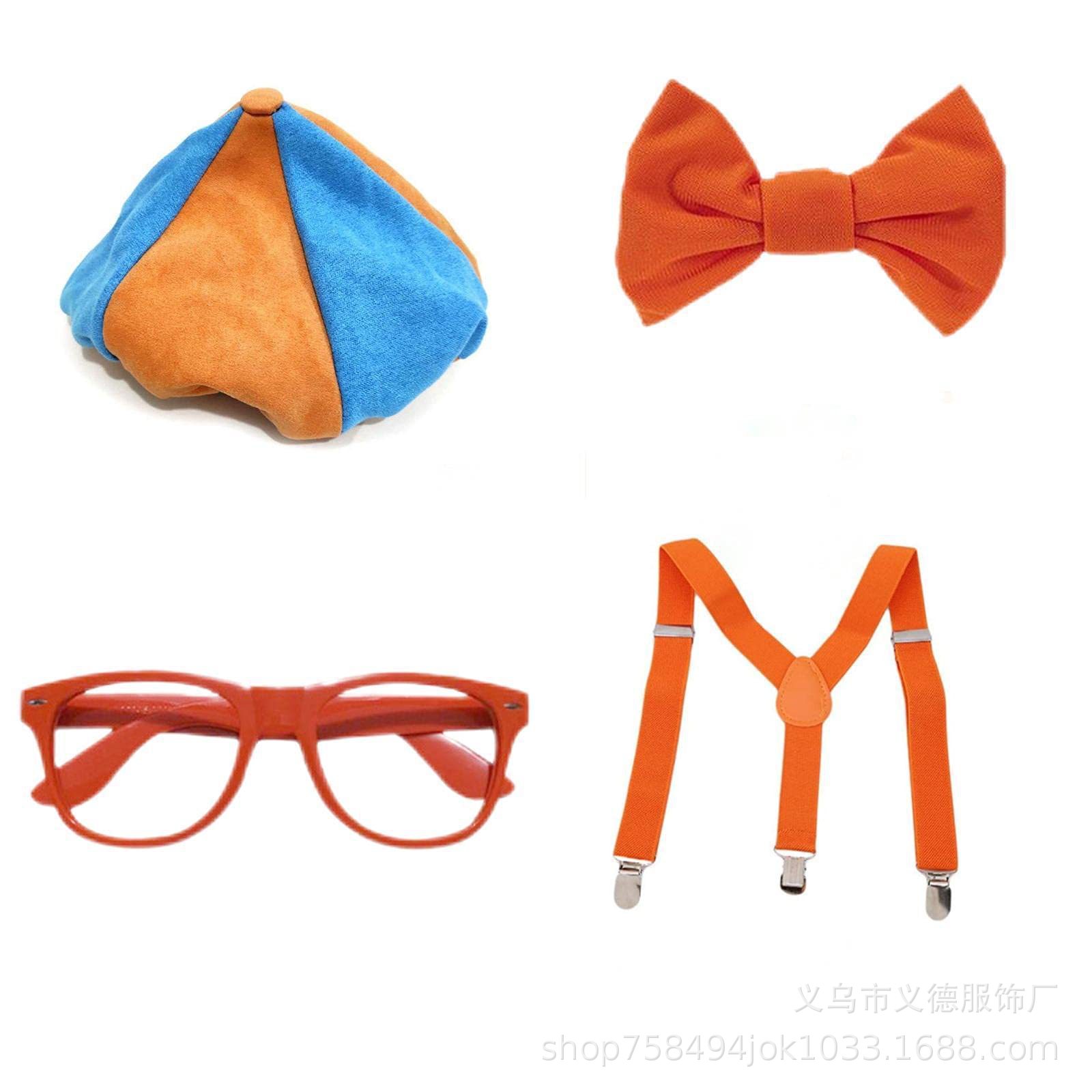 국경 간 제조 업체 도매 Blippi 테마 생일 파티 장식 스트랩 안경 스티커 넥타이 활 세트