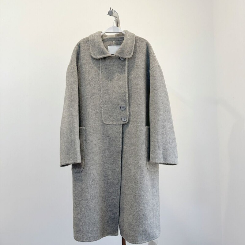 Mid-Length Gray Handmade Double-Sided Wool Coat for Women, Winter Style! Mid-Length Gray Handmade Double-Sided Wool Coat for Women, Winter Style!