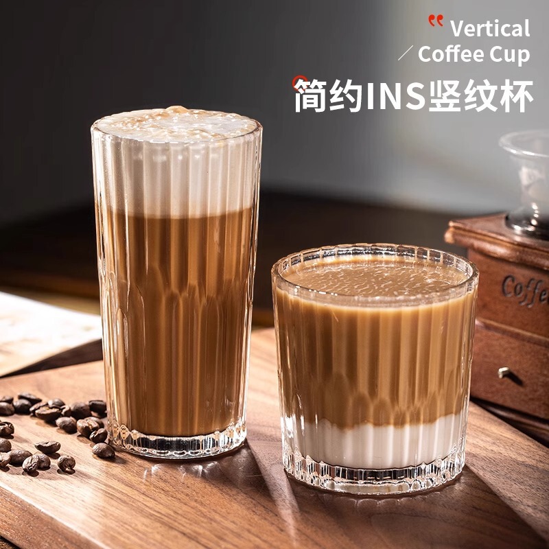 アイスアメリカンラテコーヒーカップインスタイルガラス高温耐性シンプルなウォーターカップミルクカップドリンクカップジュースカップ|undefined