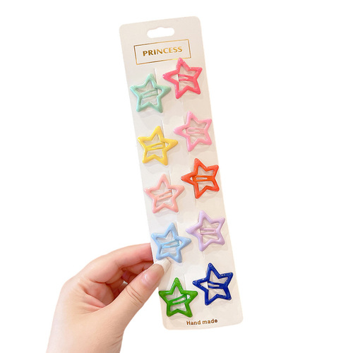 Dopamine color five-pointed star broken hair clip female  new sweet girl hair clip y2k bangs bb clip headwear
