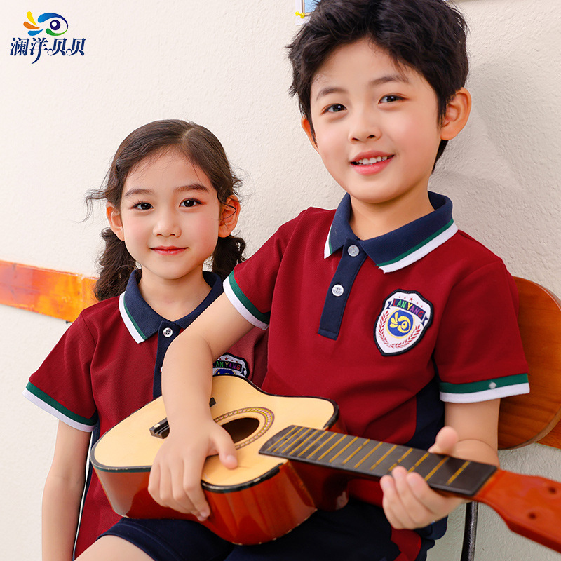 瀾洋貝貝小學生初中校服春夏季兒童套裝班服短袖幼兒園園服潮批發