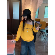 【现货】韩系女神设计斜肩卫衣纯欲减龄露肩上衣明星同款高级女装