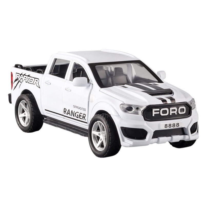 (En caja) 1:32 Ford F350 aleación modelo de coche neumático de repuesto desmontable pull back sonido y luz niños pickup off-road vehículo