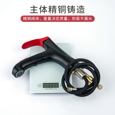 59精铜黑色烤漆面盆抽拉水龙头陶瓷片阀芯冷热高款台上盆单孔龙头