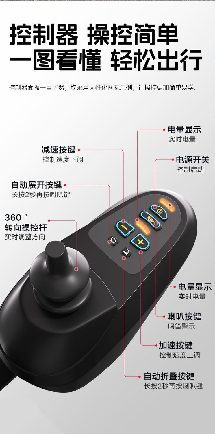 Hengbeishu electric wheelchair is an intelligent, fully automatic, foldable, lightweight wheelchair for the elderly and disabled