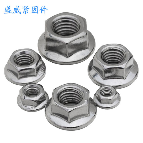 DIN6923 hexagonal flange nut 201 304 316 stainless steel flower tooth anti-loosening anti-slip flange nut