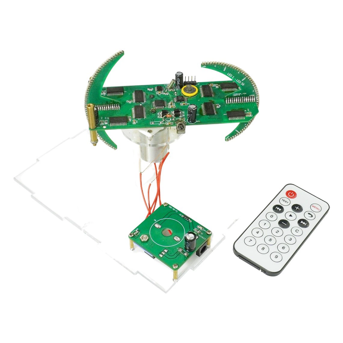 Двухосный сферический вращающийся светодиодный комплект POV с двухцветным дисплеем часов, дистанционным управлением, микроконтроллером, для самостоятельной сборки (DIY), электроника TJ-56-347
