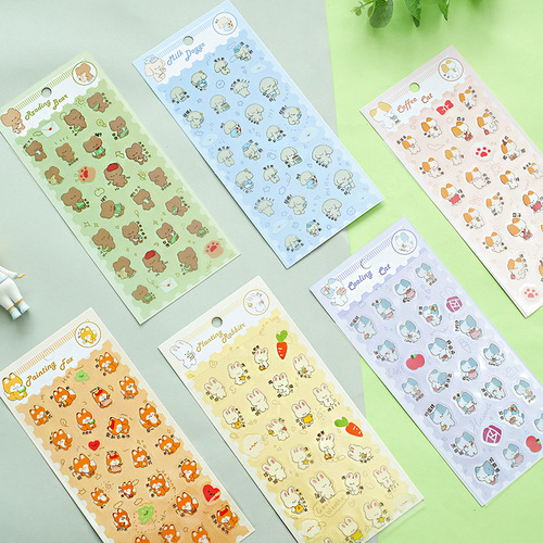 PET Stickers: Student Phone & Item Decorations—Cute, Cartoon Designs, Easy-to-Tear, Waterproof for DIY Journals