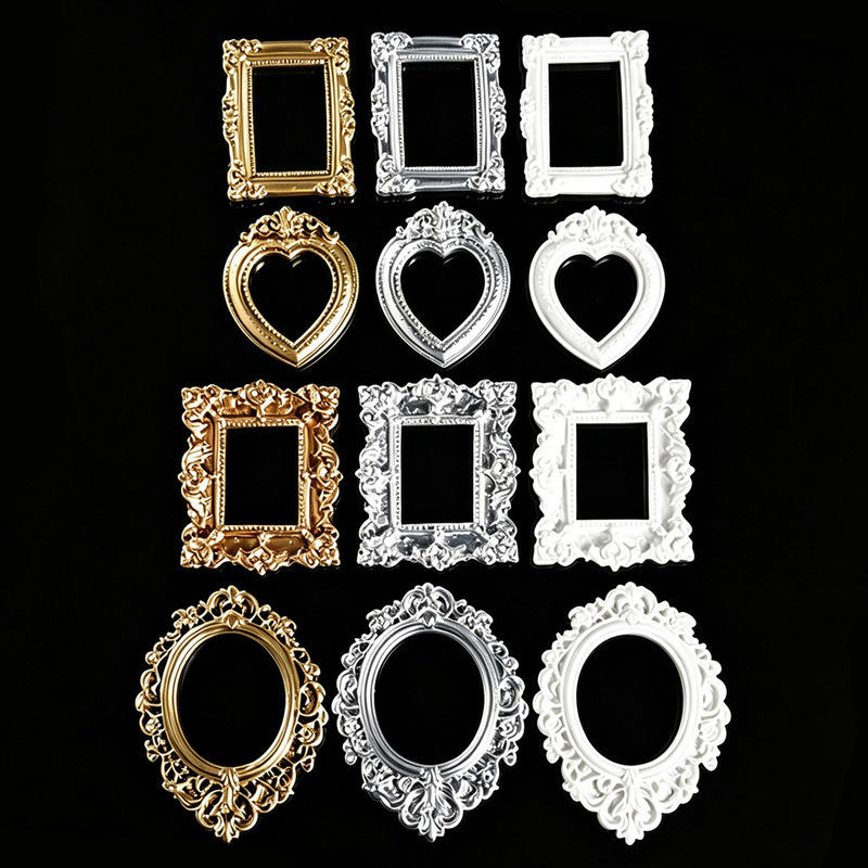 European-Style Embossed Baroque Small Picture Frame Border Resin Handmade DIY Cream Glue Fridge Magnet Accessory Photography Prop