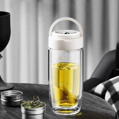 捷安璽の二重のグラスの磁気はお茶のコップの男の2025の新型のお茶を飲む携帯の磁気弾のお茶の分離のコップを吸い込みます。