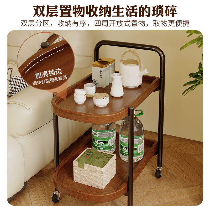 Mesa de té móvil de madera sólida pequeña mesa de té doméstica sala de té gabinete de té rueda universal nuevo carro pequeño rack balcón