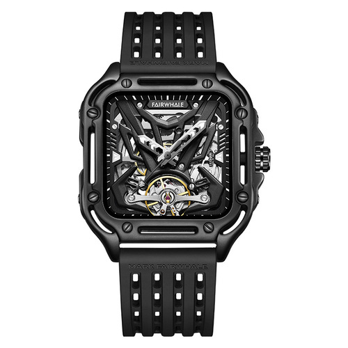 Mark Huafei brand watch men's fully automatic mechanical watch wholesale square large dial tourbillon waterproof watch