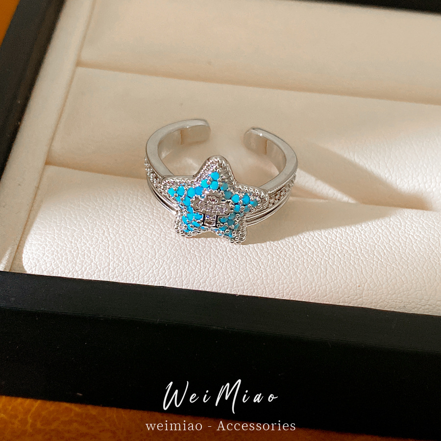 Azul, piedra de ojo de gato, perfiles de orejas redondos, temperamento de personalidad, pendientes de lujo ligero, conjunto de joyas de alta calidad.