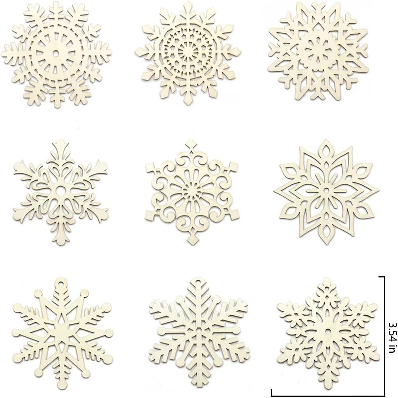 跨境新品圣诞木制雪花挂件 创意镂空空白雪花DIY圣诞树装饰挂件