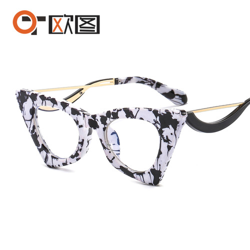 New cat-eye shape face-shaping selfie sunglasses, flat mirrors, catwalk personality fashion women's sunglasses 2815