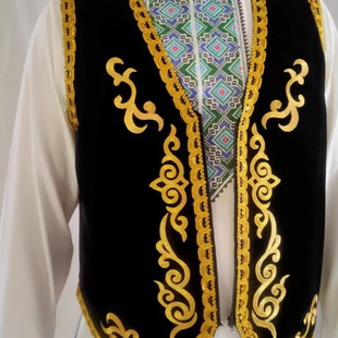 Fansha's New Xinjiang Dance Performance Clothing Men's Pointed Vest Uygur Stage Performance Casual Ethnic Style