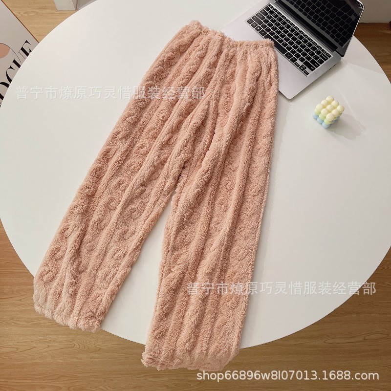 Pantalones de pijama de franela de coral de dibujos animados, pantalones de pijama de hombre, pantalones de invierno de otoño de mujer, pantalones caseros
