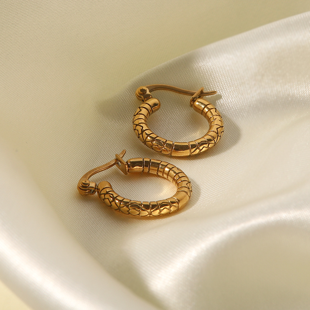 Retro Geometric Stainless Steel Plating Earrings 1 Pair