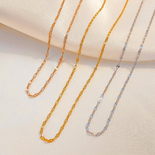 Stainless steel vacuum electroplated lip-shaped beaded chain trendy versatile simple women's necklace clavicle chain simple chain wholesale