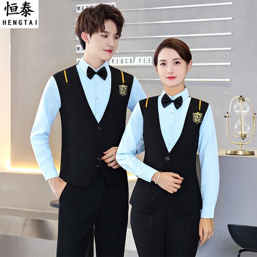 KTV waiter work clothes for men and women fake vest suit hotel catering restaurant western restaurant uniform logo