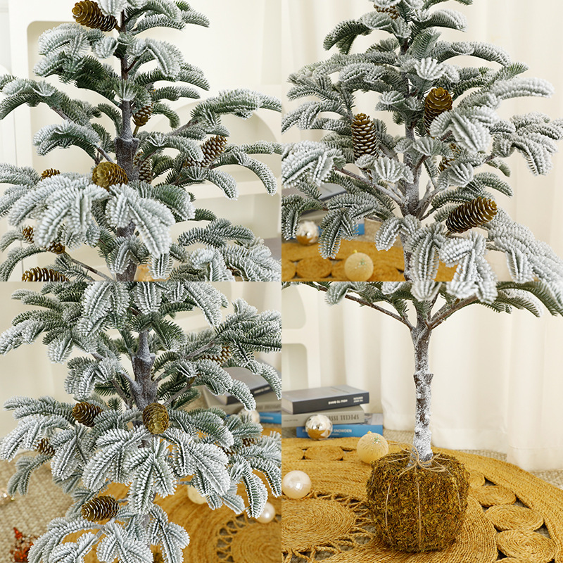 Amazon nieve árbol de Navidad set Navidad hogar decoración de sala de estar suelo musgo fondo adornos de árbol de Navidad