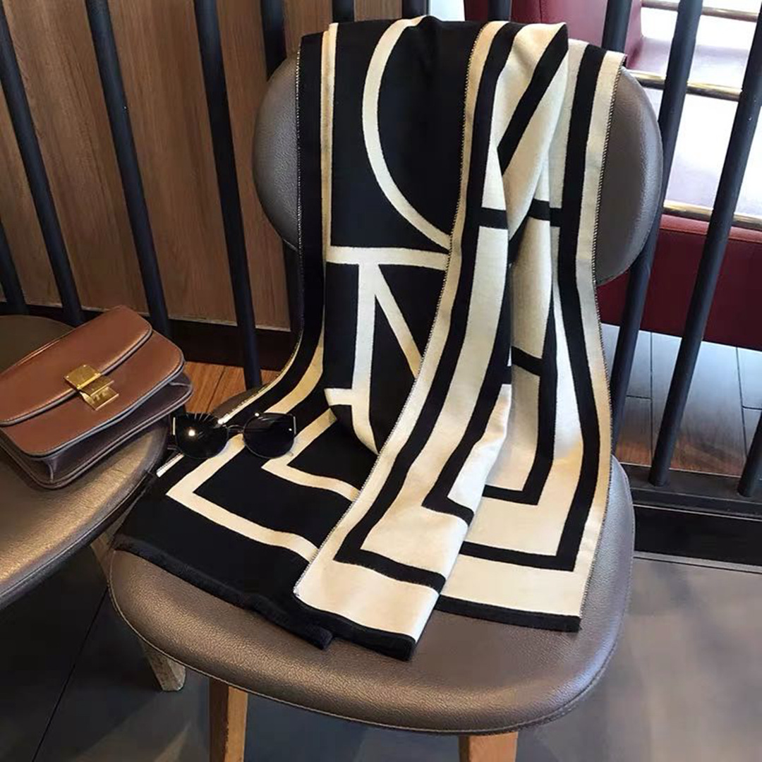 Bufanda de imitación cachemir para mujer gruesa a rayas_voghion.com