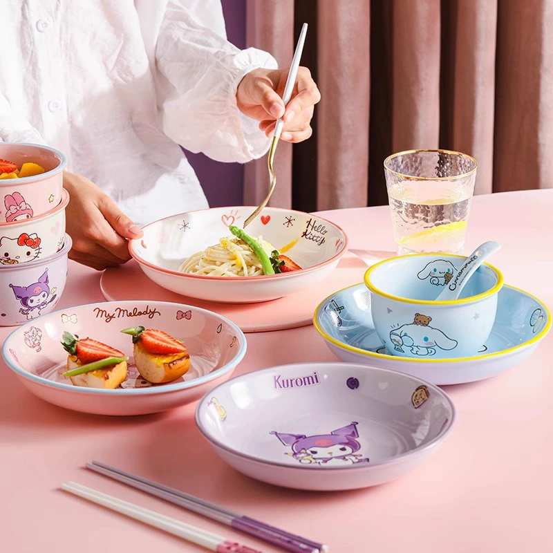 Керамическая посуда (Sanrio) 4,7" чашка для риса, дизайны Hello Kitty, My Melody, Kuromi