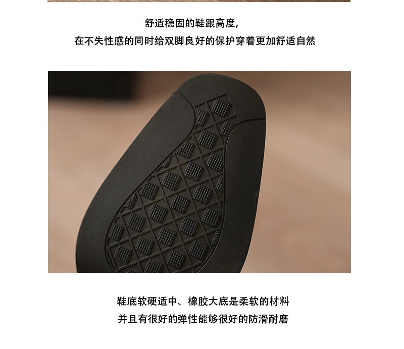 Bốt nữ cổ thấp mũi vuông gót thô 6 cm phong cách Anh, khóa kéo bên — Màu nâu đỏ, Màu nâu đỏ lót nhung, Màu đen, Màu đen lót nhung chi tiết 13