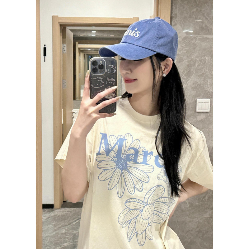 【カウンター品質】韓国マルディトレンドブランド半袖Tシャツリトルデイジードーマンプリントラウンドネックピュアコットンクロスボーダー|undefined