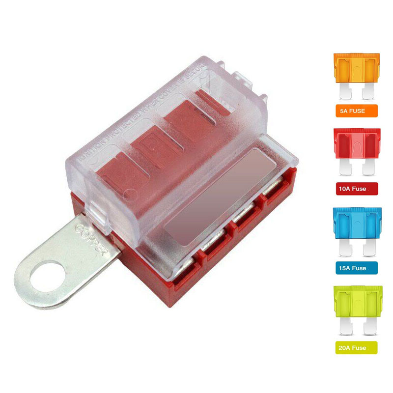 游艇100A安培4路保险丝盒 红色汽车保险丝盒保险断路器