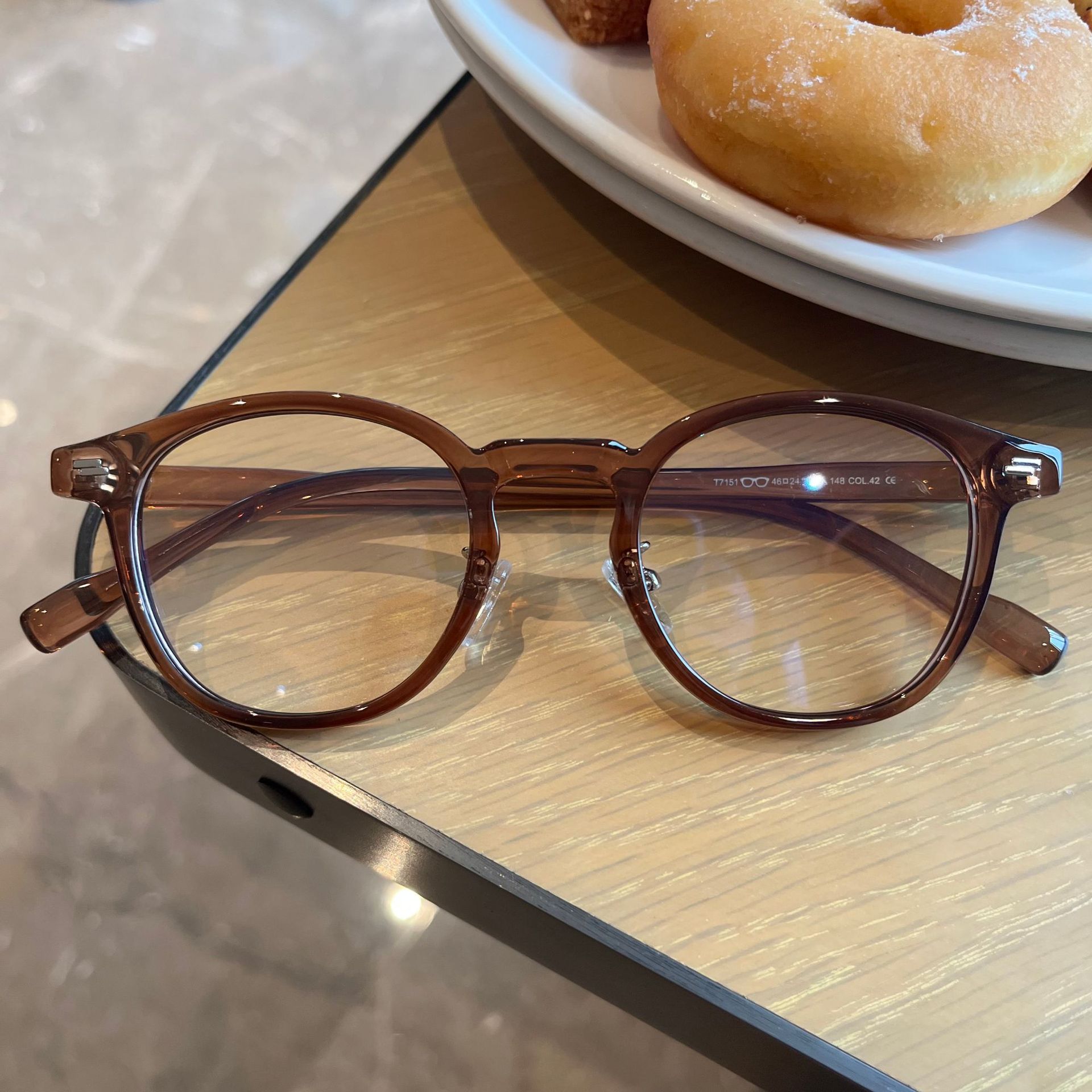 T7151新款日韩TR90轻近视眼镜框女文艺复古平光镜框男潮原宿街拍