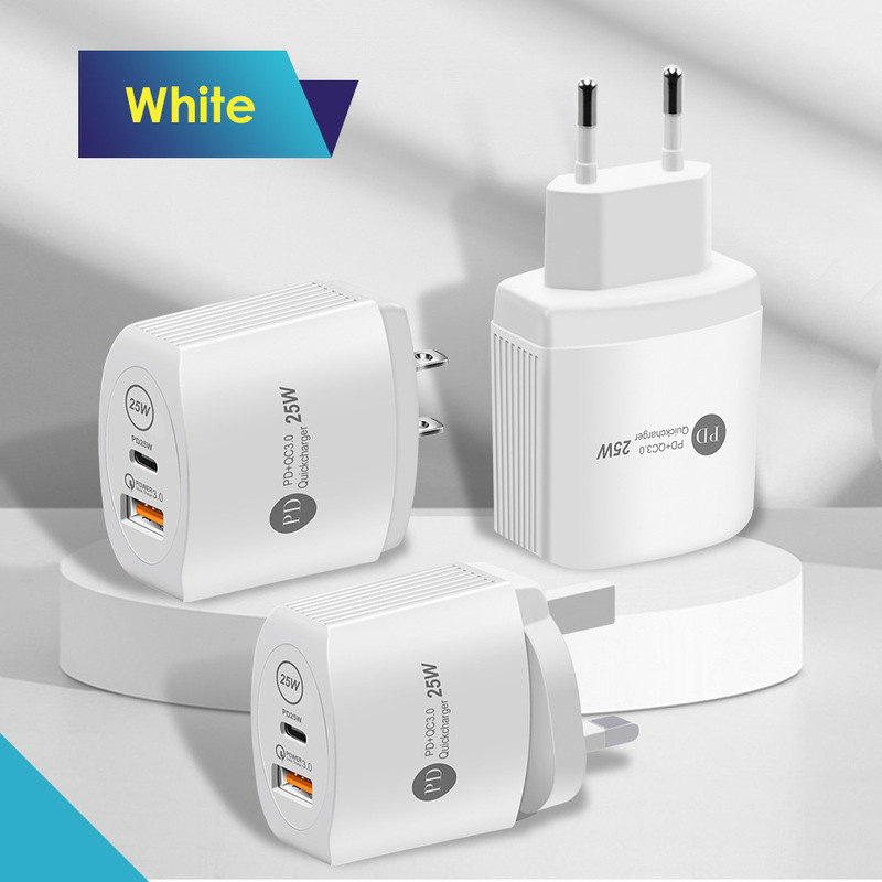 New Private Model Pd25W Fast Charging Mobile Phone Charger Usb+Pd 5V5A Fast Charging Head Type-C Adapter