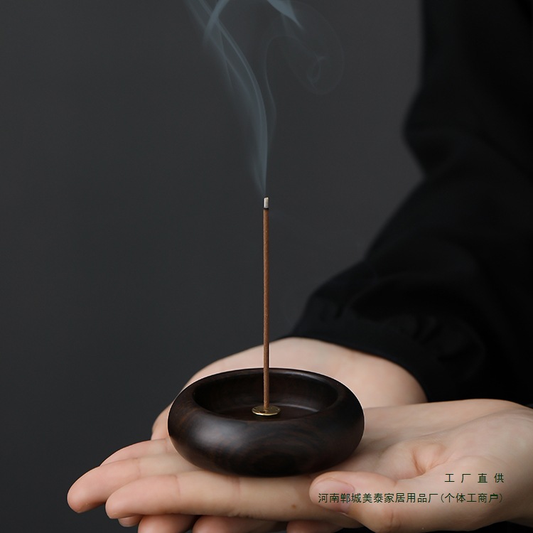 黑檀木多孔线香炉檀香香薰炉家用室内熏香花梨实木小香插香座香托