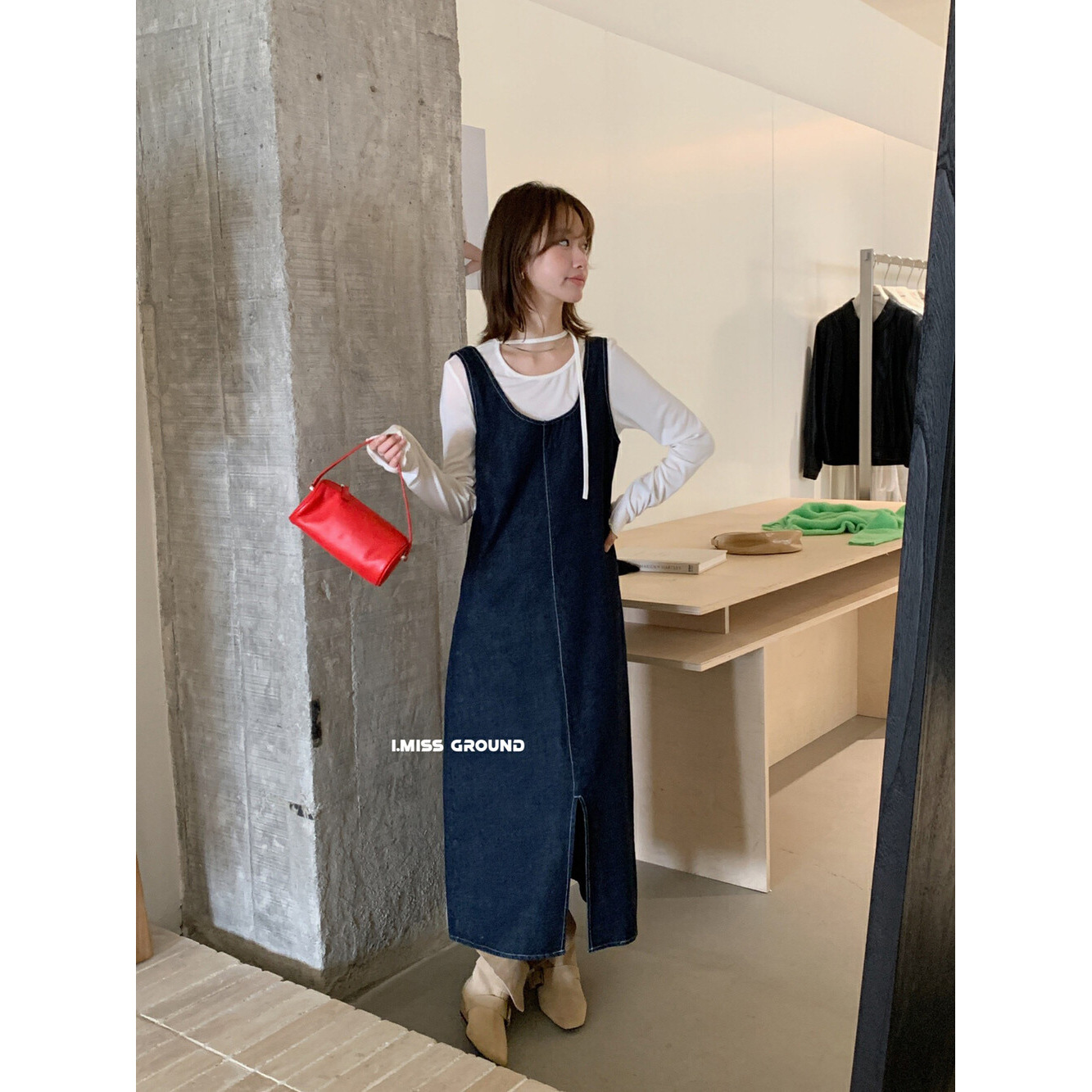 Retro denim spring dress