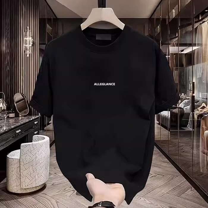 2026 Summer New Pure Cotton Men's 220g Short Sleeve T-Shirt Heavyweight American Style Trendy Brand Loose Round Neck Top