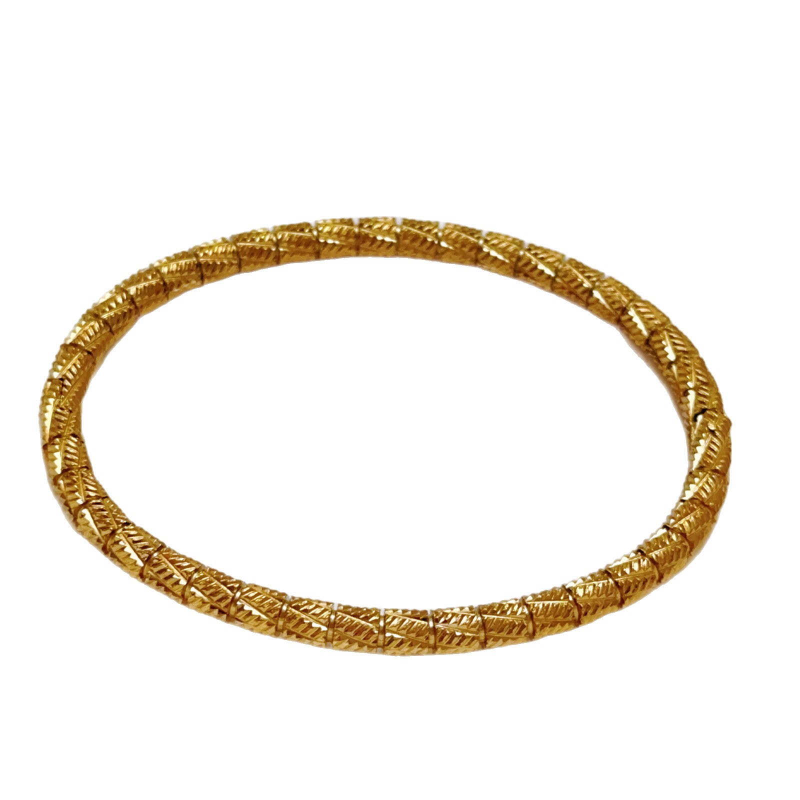 Pulsera de cilindro de textura de oro de 18k de galvanoplastia de acero inoxidable transfronterizo al por mayor de fábrica