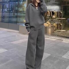 胖mm特大码300斤休闲运动套装女秋冬新款时尚宽松设计感两件套潮
