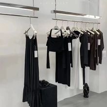 服装店吊架不锈钢上墙挂衣架陈列货架橱窗悬挂吊杆女装展示架带灯