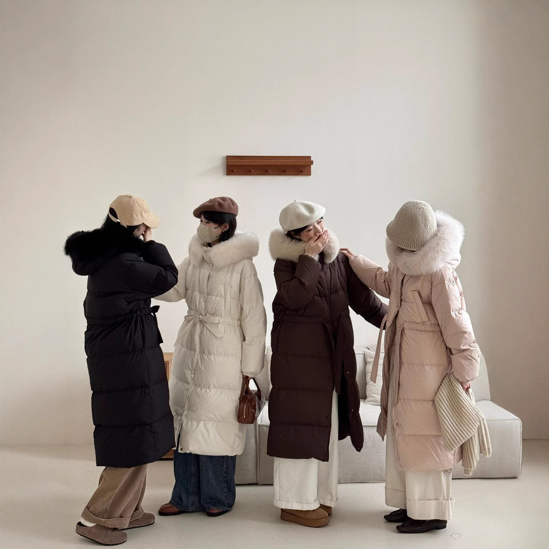 2025년 겨울 여성용 한국식 다운 재킷 새로운 스타일 중간 길이, 고급스럽고 매우 멋집니다. 올해 유행하는 허리 긴 스타일