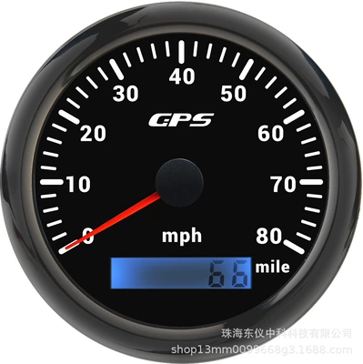 Motorcycle Speedometer — automobile instrument - gps80mph-black-plate-black-cover
