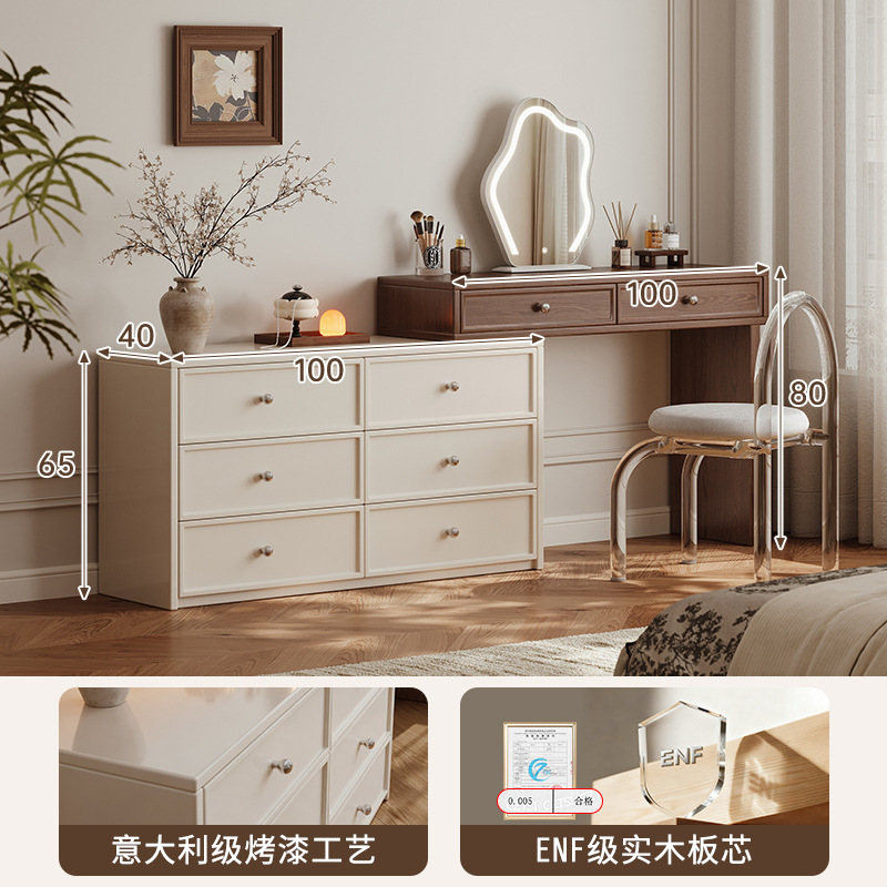 Akino estilo antiguo armario de tocador en 2025 nuevo dormitorio esquina de madera maciza dormitorio principal pintado espejo de mesa de maquillaje