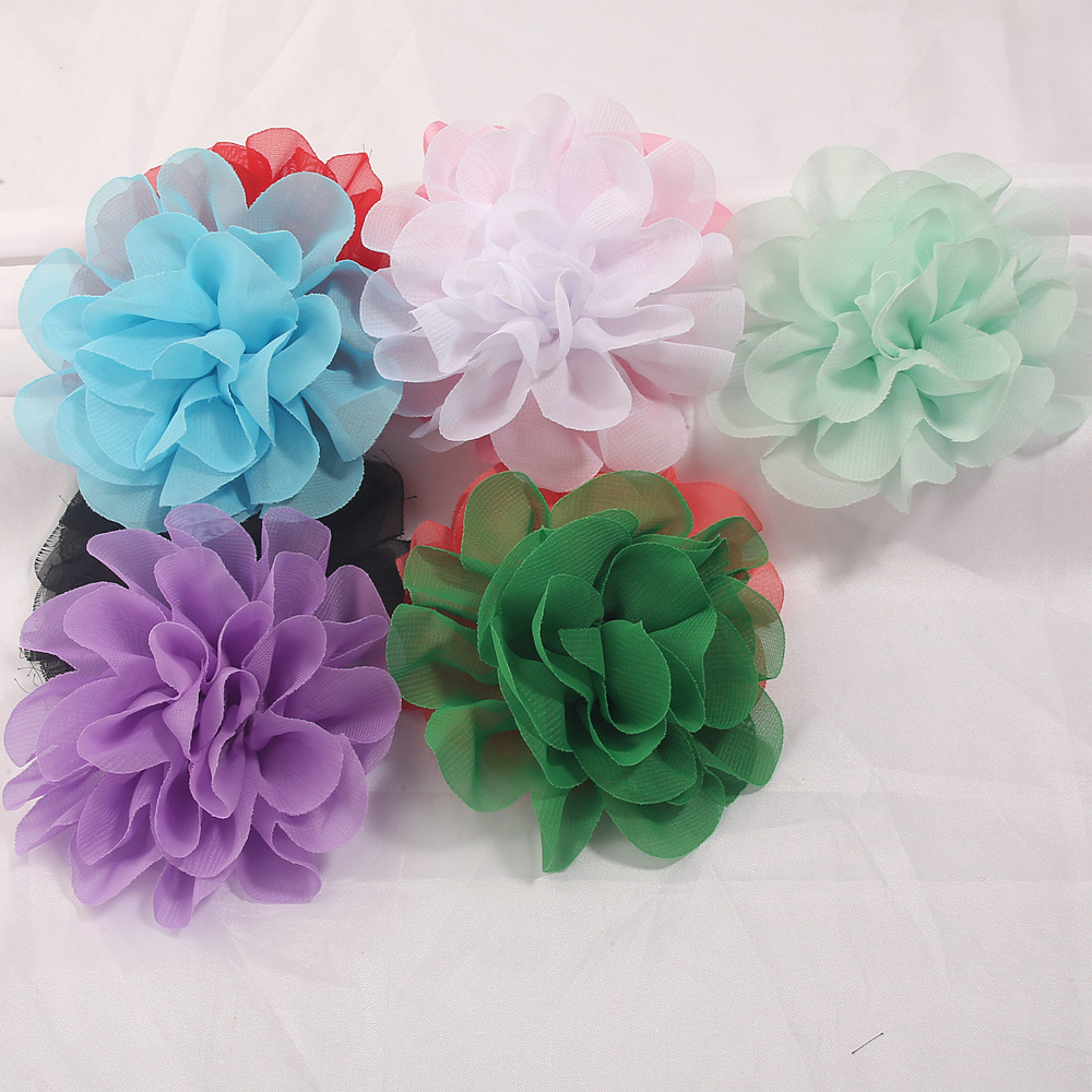 Best-selling in Europe and America: 10cm chiffon flower pet accessories, DIY children's hair flowers, hair accessories, shoe and hat decoration components and materials