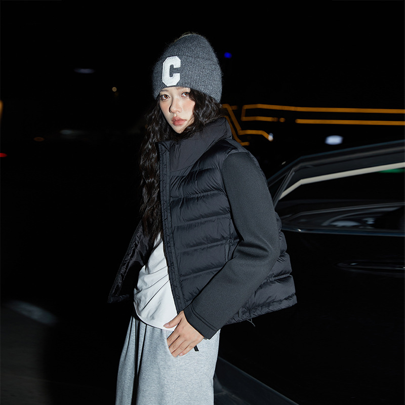 Comercio exterior 2024 otoño y invierno nuevo estilo extranjero chaqueta de algodón corta delgada chaqueta de algodón de estilo europeo y americano chaqueta de empalme