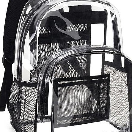 Amazon Pvc Transparent Backpack Student School Bag Outdoor Stadium Visible Backpack in Stock