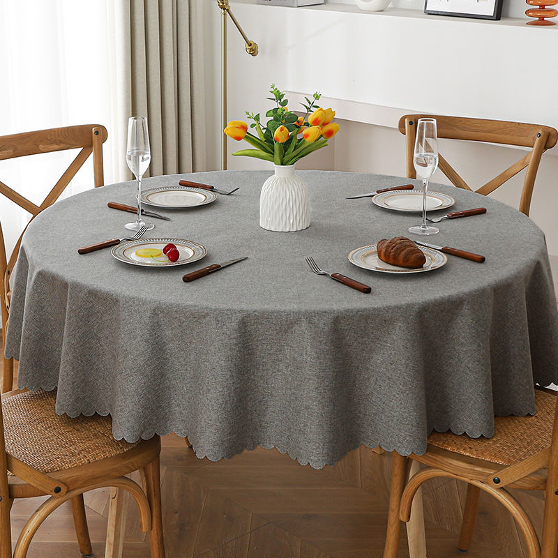 Mantel de lino de algodón-gris oscuro