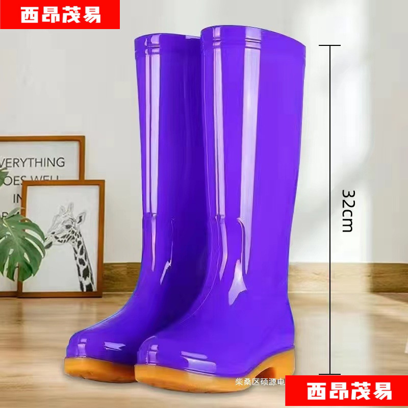 여성용 하이탑 레인부츠, 미끄럼 방지 워터슈즈, 비오는 날 아우터용 방수화, 미드탑 성인 레인부츠, 고무신, 레인부츠, 여성용 여름 노동 보험