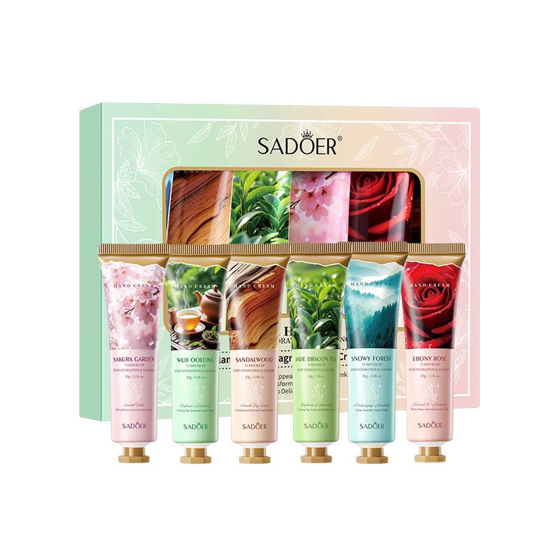 Comercio exterior transfronterizo SADOER colorido traje de crema de manos de flores y frutas hidratante anti-agrietamiento crema de manos regalo image 17