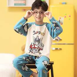 新款儿童睡衣春秋季长袖长裤男孩卡通小学生女中大童可爱家居服夏