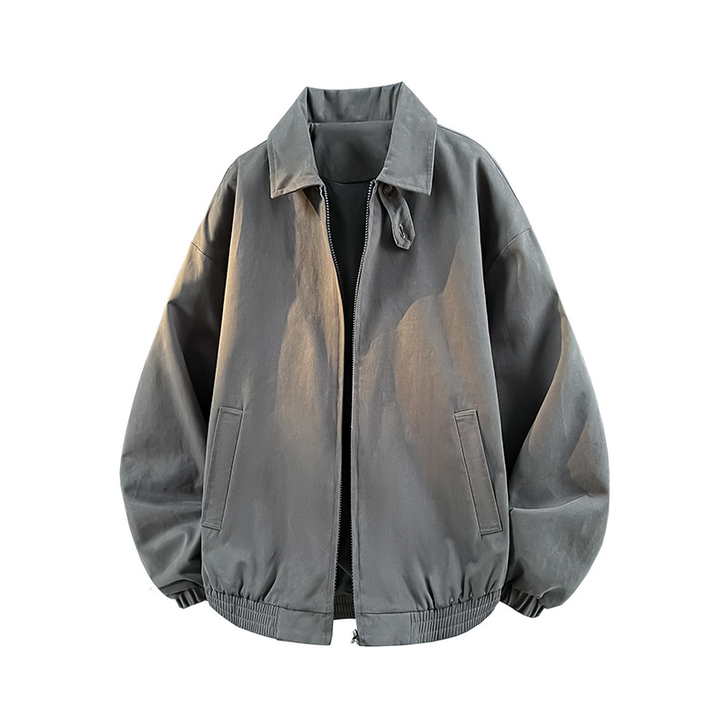 美式夹克男士潮牌定制男女纯色开衫宽松休闲帅气外套防风飞行服新